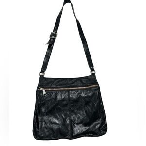 HOBO black leather Lorna Cross Body Messenger Handbag purse